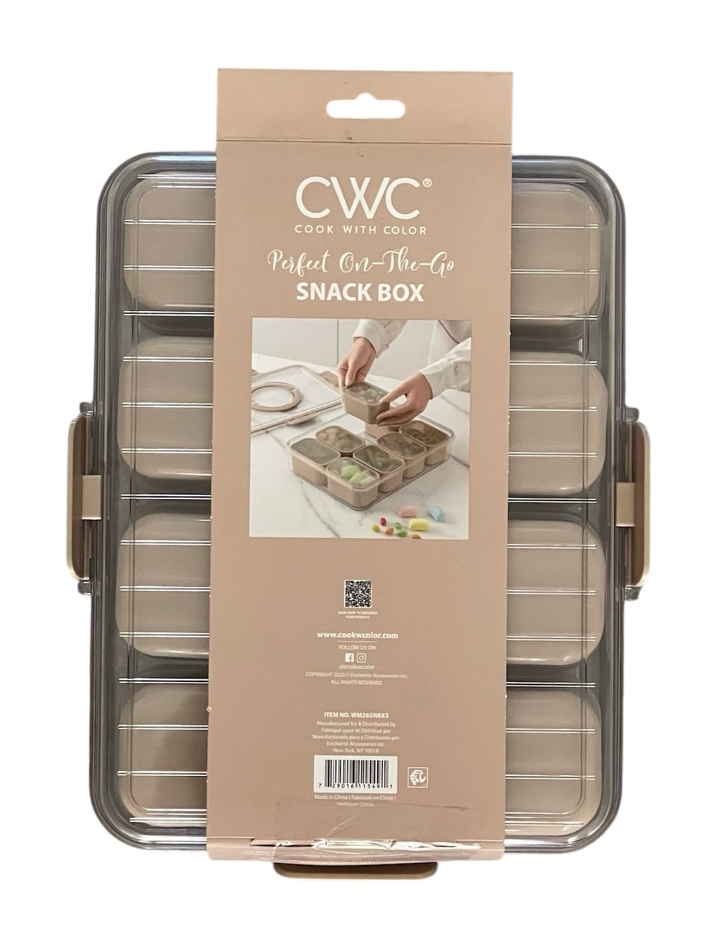 🆕CWC 8-Compartment Snackle Box, Charcuterie and Snack Container, Sand Color - Picture 2 of 6